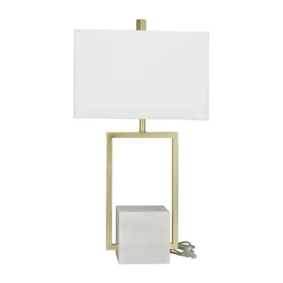 CosmoLiving by Cosmopolitan White Marble Modern Table Lamp, 27" x 15" x 9" {8}