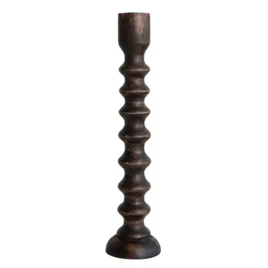Hello Honey&reg; Hand Carved Wood Taper Candle Holder {1}