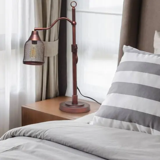 Lalia Home 25" Red Bronze Vintage Arched Table Lamp with Iron Mesh Shade {6}