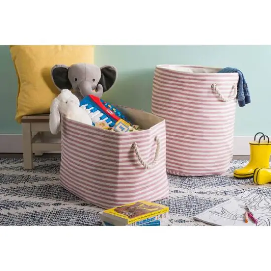 DII&reg; 20" Pinstripe Woven Paper Storage Bin Rose {6}