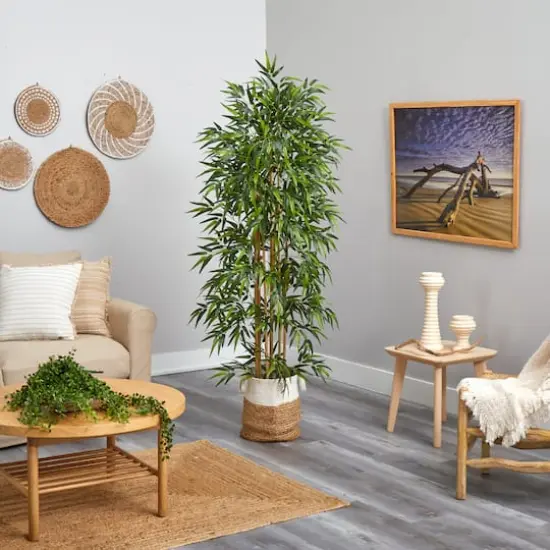 75" Bamboo Artificial Tree in Handmade Natural Jute and Cotton Planter {5}