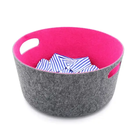 Welaxy 15" Felt Round Basket Hot Pink {7}