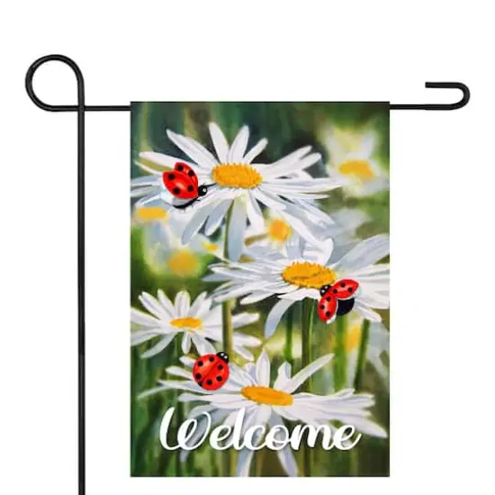Welcome Ladybug & Daisy Outdoor Garden Flag {3}
