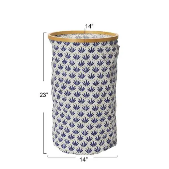 Household Essentials Krush Bamboo Rimmed Hamper (Round, Blue) {4}