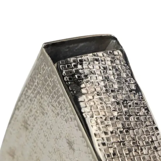 9" Silver Aluminum Heart Slanted Sculpture {7}