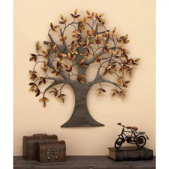 Traditional Brown Metal Tree Wall Accent {5}