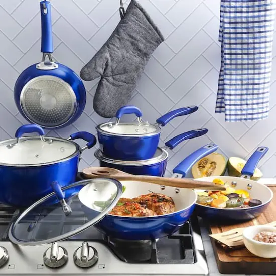 Kenmore&reg; Arlington 12-Piece Metallic Blue Aluminum Ceramic-Coated Nonstick Cookware Set {4}