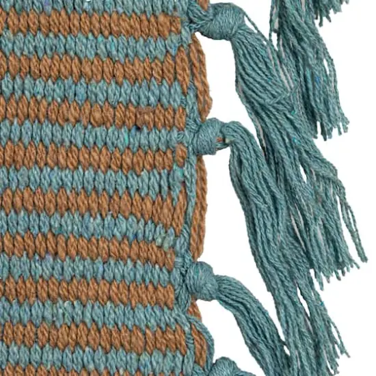 Hello Honey® Blue & Cream Striped Cotton Blend Throw with Fringe {4}