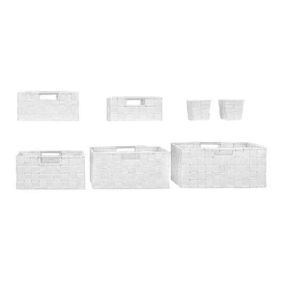 Sorbus 7-Piece Stackable Tote Basket Set with Handles White {6}