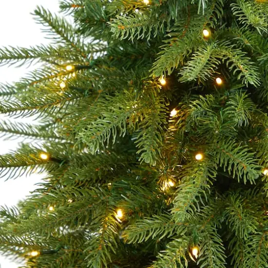 5ft. Pre-Lit Vancouver Fir Natural Look Artificial Christmas Tree in Tower Planter, Clear LED Lights {5}