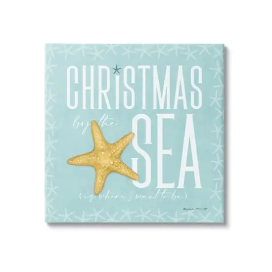 Stupell Industries Christmas By The Sea Turquoise Canvas Wall Art {1}