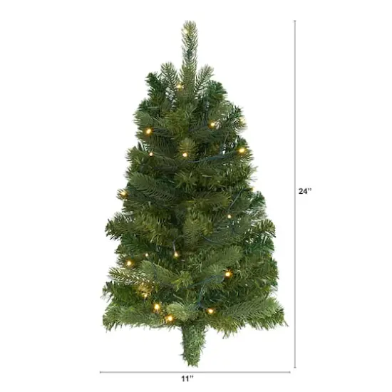 2ft. Pre-Lit Flat Back Wall Hanging Artificial Christmas Tree, Clear LED Lights {3}