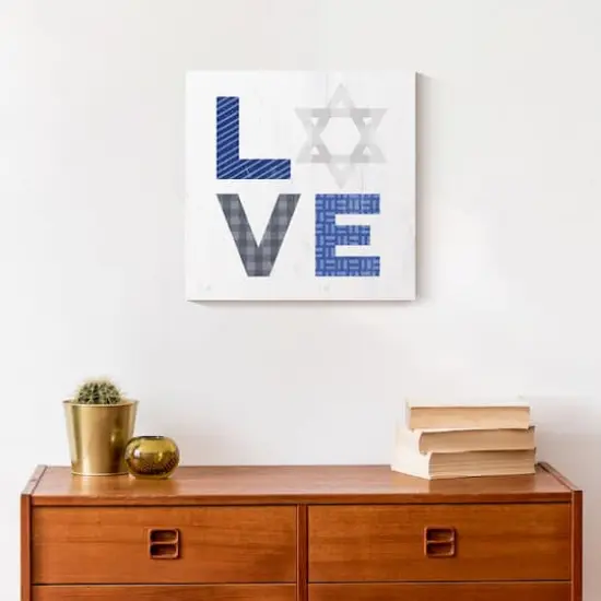 Love Hanukkah Blues 12x12 Canvas Wall Art {5}