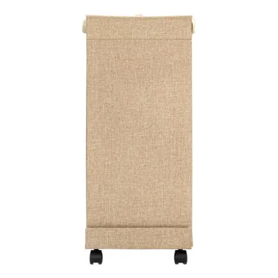 Household Essentials Narrow Collapsible Laundry Hamper with Liner & Lid Latte {9}