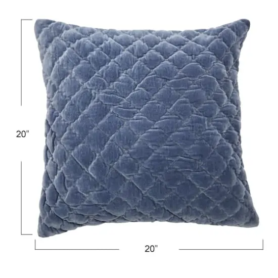 Hello Honey&reg; 20'' Blue Square Quilted Velvet Pillow Cover {6}
