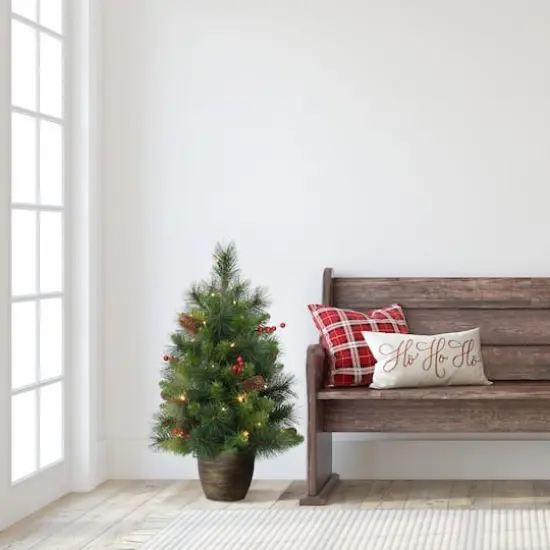 2 ft. Pre-Lit Table Top Artificial Christmas Tree With Gold Base {4}