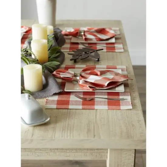 DII&reg; Buffalo Check Ribbed Placemat, 6ct. Vintage Red/White {4}