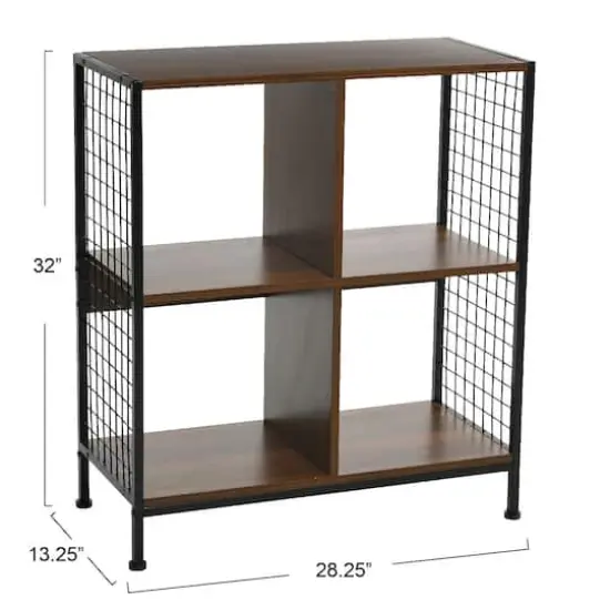 Household Essentials 28" 4-Compartment Trellis Storage Bookshelf Brown {4}