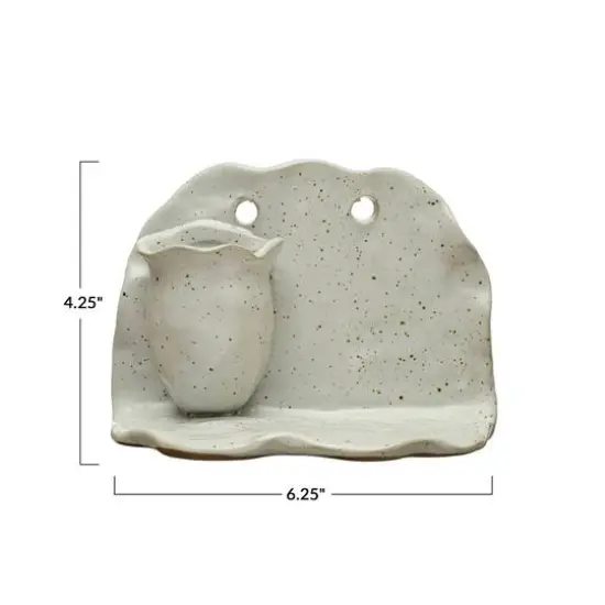 Hello Honey&reg; 6.5" Ivory Stoneware Wall Shelf with Vase {5}