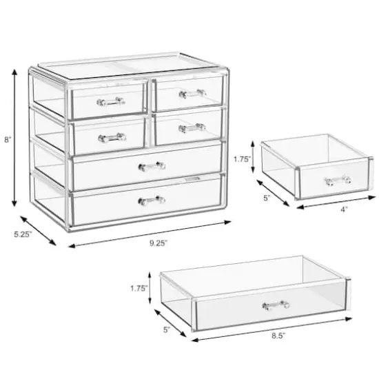 Sorbus Makeup & Jewelry Storage Case with 2 Large & 4 Small Drawers {6}