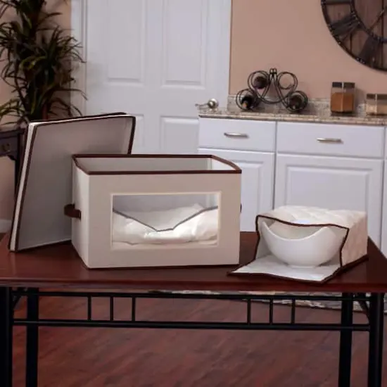 Household Essentials Canvas Serveware Storage Box White {4}