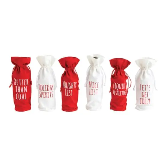 Hello Honey&reg; 13.5" Holiday Fabric Drawstring Wine Bag Set {1}