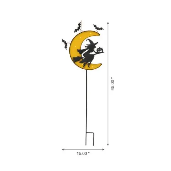 Glitzhome&reg; 45" Lighted Metal Halloween Moon Yard Stake {4}