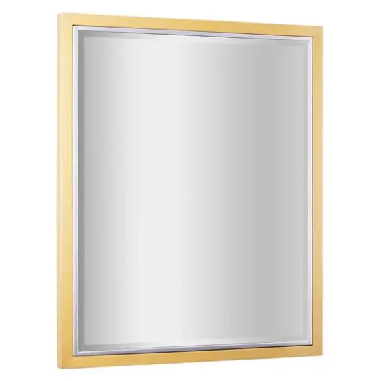 Head West Metal Framed Beveled Edge Rectangular Vanity Wall Mirror Brushed Brass and Chrome {8}