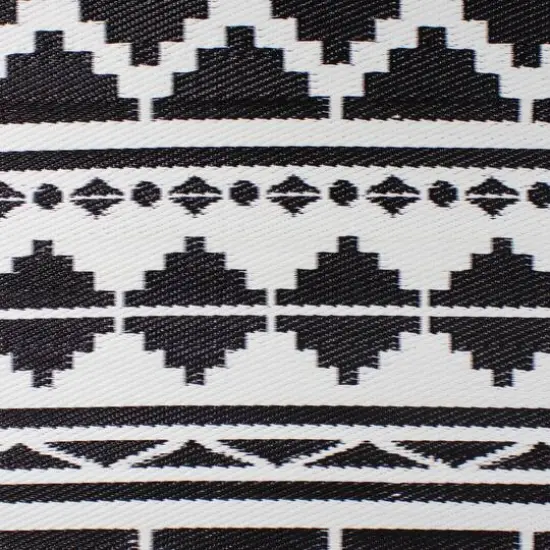 Black & White Aztec Design Rectangular Outdoor Area Rug, 4ft. x 6ft. {5}