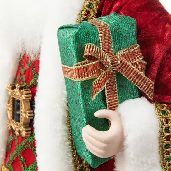 Glitzhome&reg; 18" Faux Fur Traditional Christmas Santa Figurine {8}