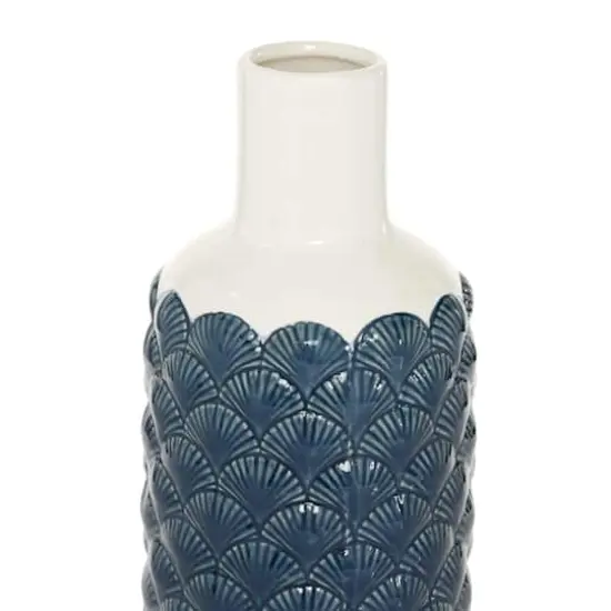 Blue Ceramic Coastal Vase, 13" x 6" x 6" {4}