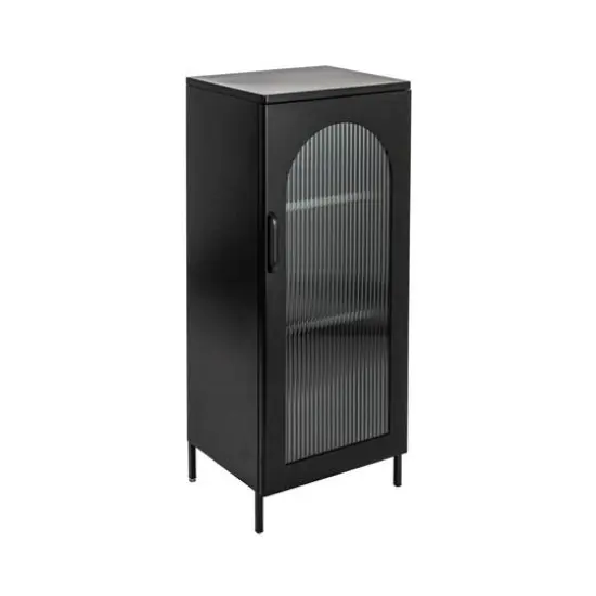Hello Honey&reg; Metal Cabinet with Glass Door Matte Black {1}