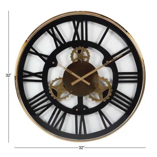 Black Industrial Stainless Steel Wall Clock {8}