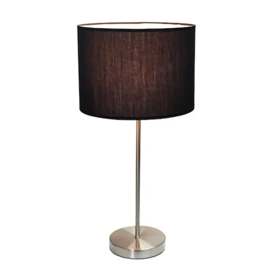 Simple Designs 23" Brushed Nickel Stick Lamp with Black Fabric Shade {3}