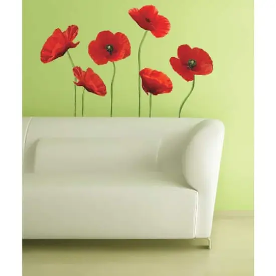 RoomMates Red Poppies At Play Peel & Stick Giant Wall Decals {4}