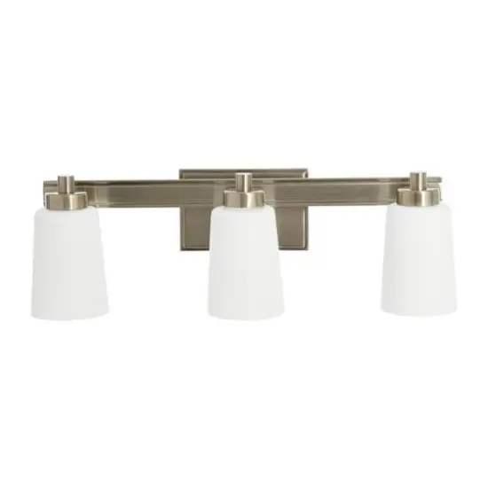 Hello Honey&reg; Robert Stevenson Lighting Sullivan Park Frosted Glass & Metal 3-Light Vanity Brushed Nickel {8}