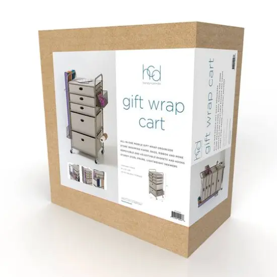 Honey Can Do Taupe Wrapping Paper Storage Cart with Wheels {15}