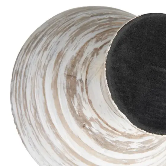 Hello Honey&reg; 9.75" Ridged Mango Wood Footed Bowl White Wash {6}