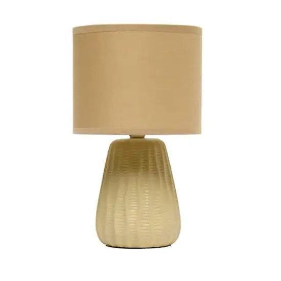 Simple Designs 11" Mini Ceramic Pastel Table Lamp Tan {1}