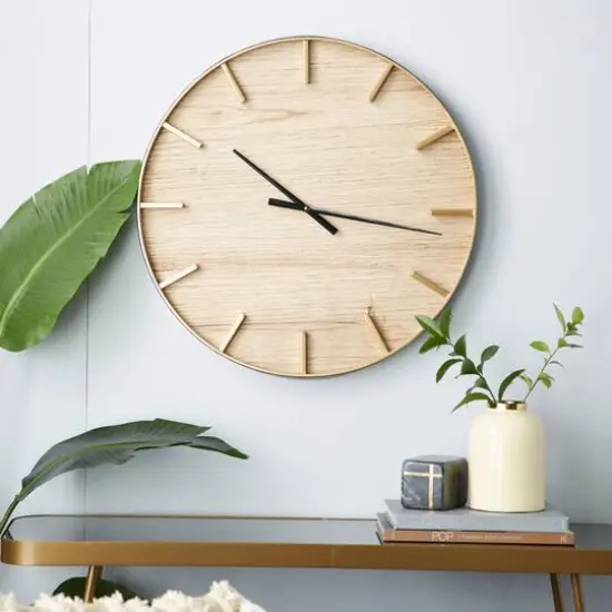 Brown Rustic Wood Wall Clock, 24" x 24" {9}