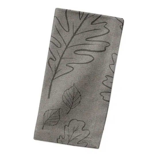 Gray Large Leaf Pattern Cotton Twill Napkin {3}