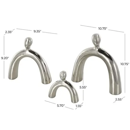 Abstract Arched Family Ceramic Sculpture Set Silver {5}