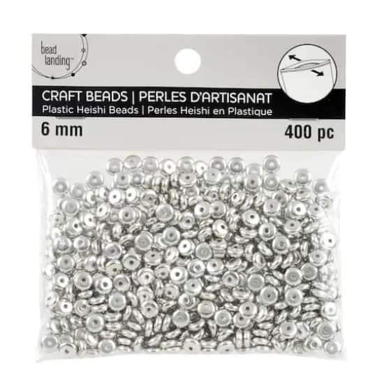 Silver Plastic Heishi Craft Beads, 6mm by Bead Landing&trade; {1}