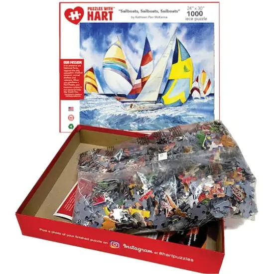 Hart Puzzles Sailboats, Sailboats, Sailboats by Kathleen Parr McKenna 1,000 Piece Jigsaw Puzzle {4}