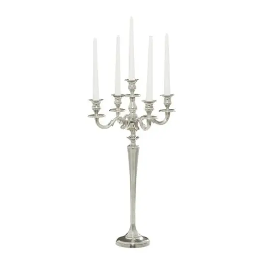 24'' Silver Aluminum Traditional Candle Holder {1}