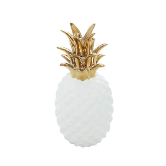 CosmoLiving by Cosmopolitan White Porcelain Modern Decorative Pineapple, 10" x 4" x 4" {3}