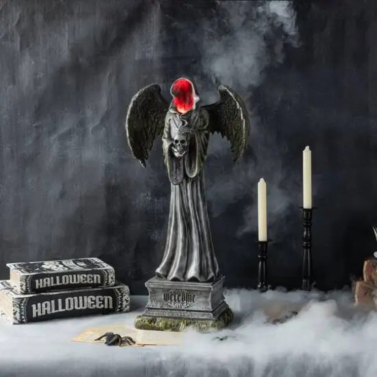 Glitzhome&reg; 24"H Lighted Halloween Grim Reaper Resin Porch Decor {4}