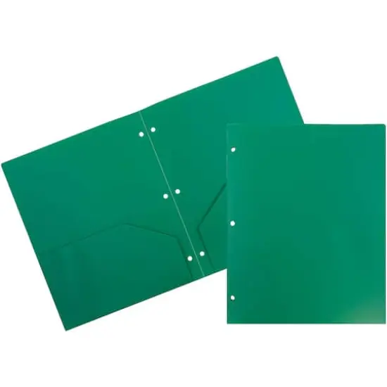 JAM Paper 3-Hole Heavy Duty Plastic Pocket Folder, 6ct. Green {1}