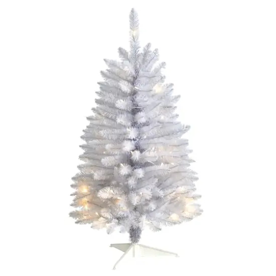 3ft. Pre-Lit White Artificial Christmas Tree, Warm White LED Lights {1}