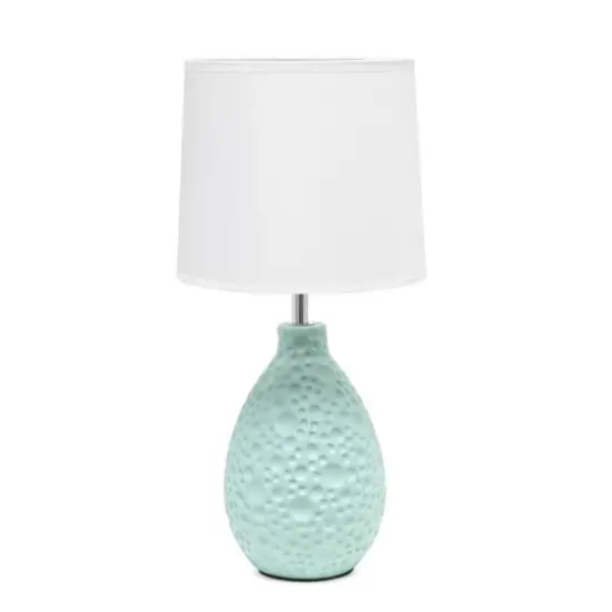Simple Designs Textured Stucco Ceramic Oval Table Lamp Blue {1}
